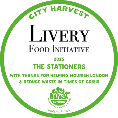 Court Assistant Nicholas Brealey accepts at Innholders Hall City Harvest’s plaque for this year's charitable donation.